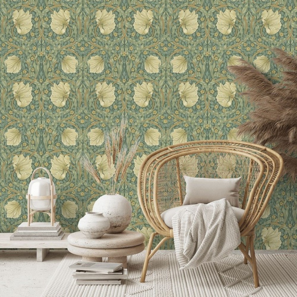 Pimpernel Wallpaper 210389 by Morris & Co in Privet Slate